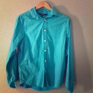 Men’s blue pin stripe button down
